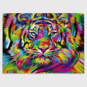 Плед 3D с принтом Тигр в стиле поп арт , 100% полиэстер | закругленные углы, все края обработаны. Ткань не мнется и не растягивается | 2022 | art | beast | mosaic | multicolored head | new year | pop art | predator | rainbow | tiger | year of the tiger | год тигра | зверь | искусство | мозаика | новый год | радужный | разноцветная голова | тигр | хищник