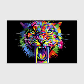 Бумага для упаковки 3D с принтом Саблезубый тигр в стиле поп арт , пластик и полированная сталь | круглая форма, металлическое крепление в виде кольца | 2022 | art | beast | colorful head | mosaic | new year | pop art | predator | rainbow | sabertoothed tiger | year of the tiger | большие клыки | год тигра | зверь | искусство | мозаика | новый год | радужный | разноцветная голова | саблезубый тиг