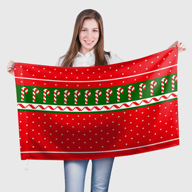 Флаг 3D с принтом ЛЕДЕНЦЫ НОВОГОДНИЕ , 100% полиэстер | плотность ткани — 95 г/м2, размер — 67 х 109 см. Принт наносится с одной стороны | 2020 | 2021 | christmas | merry | леденец | нг | новогодний | новый год | рождество | свитер | узоры