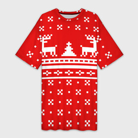 Платье-футболка 3D с принтом СВИТЕР С НОВОГОДНИМИ ОЛЕНЯМИ ,  |  | 2020 | 2021 | christmas | merry | леденец | нг | новогодний | новый год | олени | рождество | свитер | узоры