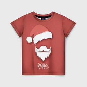 Детская футболка 3D с принтом Merry Christmas | Счастливого Рождества , 100% гипоаллергенный полиэфир | прямой крой, круглый вырез горловины, длина до линии бедер, чуть спущенное плечо, ткань немного тянется | 2022 | christmas | cold | klaus | merry | new | santa | winter | year | борода | год | дед | зима | клаус | мороз | новый | рождество | санта | тигра | холод