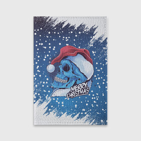 Обложка для паспорта матовая кожа с принтом Merry Christmas | Счастливого Рождества | Skull , натуральная матовая кожа | размер 19,3 х 13,7 см; прозрачные пластиковые крепления | Тематика изображения на принте: 2022 | christmas | cold | klaus | merry | new | santa | skull | snow | winter | year | год | дед | зима | клаус | мороз | новый | рождество | санта | скелет | снег | холод | череп