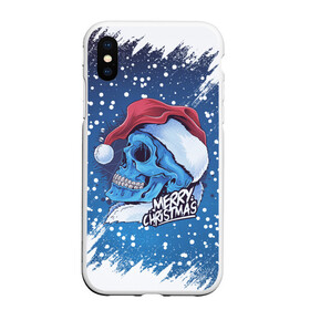 Чехол для iPhone XS Max матовый с принтом Merry Christmas | Счастливого Рождества | Skull , Силикон | Область печати: задняя сторона чехла, без боковых панелей | 2022 | christmas | cold | klaus | merry | new | santa | skull | snow | winter | year | год | дед | зима | клаус | мороз | новый | рождество | санта | скелет | снег | холод | череп