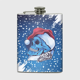 Фляга с принтом Merry Christmas | Счастливого Рождества | Skull , металлический корпус | емкость 0,22 л, размер 125 х 94 мм. Виниловая наклейка запечатывается полностью | Тематика изображения на принте: 2022 | christmas | cold | klaus | merry | new | santa | skull | snow | winter | year | год | дед | зима | клаус | мороз | новый | рождество | санта | скелет | снег | холод | череп