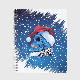 Тетрадь с принтом Merry Christmas | Счастливого Рождества | Skull , 100% бумага | 48 листов, плотность листов — 60 г/м2, плотность картонной обложки — 250 г/м2. Листы скреплены сбоку удобной пружинной спиралью. Уголки страниц и обложки скругленные. Цвет линий — светло-серый
 | 2022 | christmas | cold | klaus | merry | new | santa | skull | snow | winter | year | год | дед | зима | клаус | мороз | новый | рождество | санта | скелет | снег | холод | череп