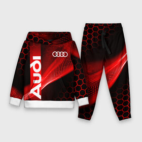 Детский костюм 3D (с толстовкой) с принтом AUDI   АУДИ   SPORT   СПОРТ   RED AND BLACK ,  |  | audi | car | q5 | q6 | q7 | rs | sportcar | а3 | а4 | а6 | а8 | авто | автомобиль | ауди | рс | спорт | спорткар