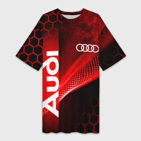 Платье-футболка 3D с принтом AUDI  АУДИ  SPORT  СПОРТ  RED AND BLACK ,  |  | audi | car | q5 | q6 | q7 | rs | sportcar | а3 | а4 | а6 | а8 | авто | автомобиль | ауди | рс | спорт | спорткар