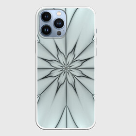Чехол для iPhone 13 Pro Max с принтом Абстрактный цветок. Серо голубой. 1 30. ,  |  | abstraction | flower | fractal | grayblue | grey | light | pattern | абстракция | светлый | серый | узор | фрактал | цветок