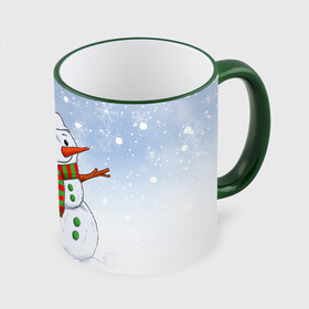Кружка с полной запечаткой с принтом Веселый Снеговик   Happy Snowman , керамика | ёмкость 330 мл | christmas | santa | snowman | дед мороз | елка | зима | новый год | рождество | санта | снег | снеговик | снегурочка | снежинка