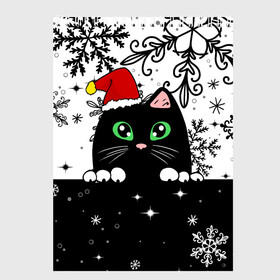 Скетчбук с принтом Новогодний кот в колпаке Санты , 100% бумага
 | 48 листов, плотность листов — 100 г/м2, плотность картонной обложки — 250 г/м2. Листы скреплены сверху удобной пружинной спиралью | Тематика изображения на принте: black cat | cat | christmas | kitten | kitty | merry christmas | new year | new year cat | santa | snow | snowflakes | winter | зима | киска | колпак | кот | котенок | кошак | новогодний кот | новый год | подарок | рождество | санта | снег 