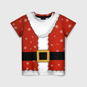 Детская футболка 3D с принтом Костюм Санты (Дед Мороз) , 100% гипоаллергенный полиэфир | прямой крой, круглый вырез горловины, длина до линии бедер, чуть спущенное плечо, ткань немного тянется | Тематика изображения на принте: 2021 | 2022 | christmas | merry | merry christmas | new year | snow | sweater | ugly christmas | winter | year of the tiger | год тигра | зима | костюм | новогодний | новогодняя | новый год | рождественский | рождественский свитер | рождество | 