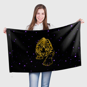 Флаг 3D с принтом Новый год 2022 тигр , 100% полиэстер | плотность ткани — 95 г/м2, размер — 67 х 109 см. Принт наносится с одной стороны | 2022 | животное | зима | новый год | тигр