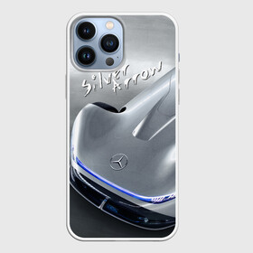 Чехол для iPhone 13 Pro Max с принтом Mercedes Benz EQ Silver Arrow Concept ,  |  | Тематика изображения на принте: arrow | car | concept | germany | mercedes benz | motorsport | power | silver | автомобиль | автоспорт | германия | мерседес | мощь | стрела