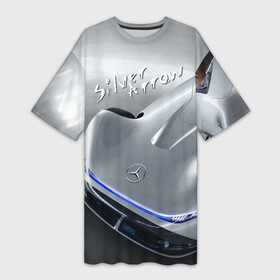 Платье-футболка 3D с принтом Mercedes Benz EQ Silver Arrow Concept ,  |  | arrow | car | concept | germany | mercedes benz | motorsport | power | silver | автомобиль | автоспорт | германия | мерседес | мощь | стрела