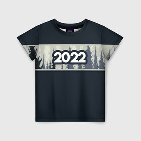 Детская футболка 3D с принтом Новый Год 2022 (Лес) , 100% гипоаллергенный полиэфир | прямой крой, круглый вырез горловины, длина до линии бедер, чуть спущенное плечо, ткань немного тянется | 2022 | зима | лес | новый год | новый год 2022 | холод