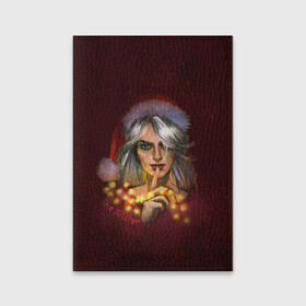 Обложка для паспорта матовая кожа с принтом Цирилла The Witcher , натуральная матовая кожа | размер 19,3 х 13,7 см; прозрачные пластиковые крепления | Тематика изображения на принте: девушка | надпись | огоньки | персонаж | шапка