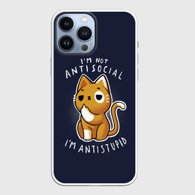 Чехол для iPhone 13 Pro Max с принтом i am not antisocial, I AM ANTISTUPID ,  |  | anti kitty | cat | kitty | животные | звери | кот | котики | кошки | мемы