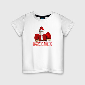 Детская футболка хлопок с принтом Санта Robloх , 100% хлопок | круглый вырез горловины, полуприлегающий силуэт, длина до линии бедер | игра | логотип | надпись | персонаж | санта