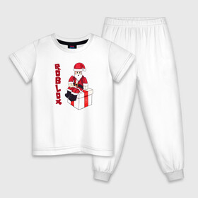 Детская пижама хлопок с принтом Robloх подарок , 100% хлопок |  брюки и футболка прямого кроя, без карманов, на брюках мягкая резинка на поясе и по низу штанин
 | коробка | надпись | персонаж | подарок | санта