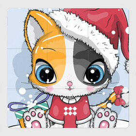Магнитный плакат 3Х3 с принтом Новогодняя kitty , Полимерный материал с магнитным слоем | 9 деталей размером 9*9 см | cat | christmas | kitten | kitty | new year | животные | кот | котенок | котики | кошечка | милота | милый | новогодний | новый год | рождественский | снежный