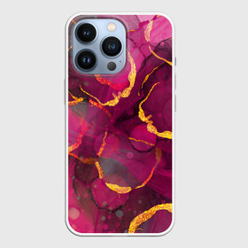 Чехол для iPhone 13 Pro с принтом Малиновое вино ,  |  | alcohol ink | pink | purple | wine | абстракция | акварель | бордо | бордовый | вино | золото | золотой | красный | круги | малиновый | пузыри | пурпурный | разводы | спиртовые чернила