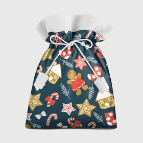 Подарочный 3D мешок с принтом Merry Christmas , 100% полиэстер | Размер: 29*39 см | Тематика изображения на принте: merry christmas | веселого рождества | домики | ели | елки | конфетки | перья | рождество | снеговики | снежинки