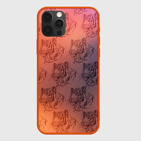 Чехол для iPhone 12 Pro с принтом Тигровый паттерн , силикон | область печати: задняя сторона чехла, без боковых панелей | 2022 | новый год | оранжевый | паттерн | рисунок | тигр | тигры