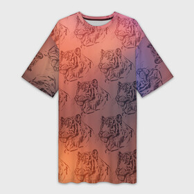 Платье-футболка 3D с принтом Тигровый паттерн ,  |  | 2022 | новый год | оранжевый | паттерн | рисунок | тигр | тигры