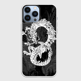 Чехол для iPhone 13 Pro Max с принтом Белый Дракон Гранж | White Dragon ,  |  | beast | dragon | fire | grunge | горелый | дракон | животные | зверь | змей | когти | огонь | пепел | пламя | потертости | узор | чб | японский