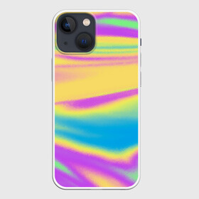 Чехол для iPhone 13 mini с принтом Holographic Neon Waves ,  |  | abstract | gradient | holographic | neon | neon stripes | rainbow | stripes | vaporwave | wave | абстрактный узор | абстракция | волны | голографические | градиент | краски | красочный | линии | неоновые полосы | полосы | радужный
