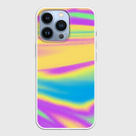 Чехол для iPhone 13 Pro с принтом Holographic Neon Waves ,  |  | abstract | gradient | holographic | neon | neon stripes | rainbow | stripes | vaporwave | wave | абстрактный узор | абстракция | волны | голографические | градиент | краски | красочный | линии | неоновые полосы | полосы | радужный