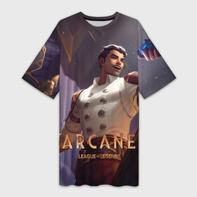 Платье-футболка 3D с принтом Arcane  Jayce ,  |  | animated | arcane | games | league | legends | netflix | of | riot | аркейн | заун | мультсериал | пилтовер | сериал | фантастика | фэнтези