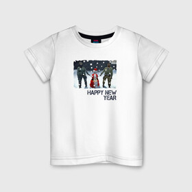 Детская футболка хлопок с принтом Counter Strike HNY , 100% хлопок | круглый вырез горловины, полуприлегающий силуэт, длина до линии бедер | люди | мужчины | персонажи | снег | снеговик
