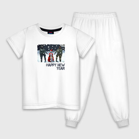 Детская пижама хлопок с принтом Counter Strike HNY , 100% хлопок |  брюки и футболка прямого кроя, без карманов, на брюках мягкая резинка на поясе и по низу штанин
 | Тематика изображения на принте: люди | мужчины | персонажи | снег | снеговик