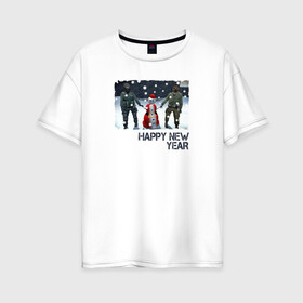 Женская футболка хлопок Oversize с принтом Counter Strike HNY , 100% хлопок | свободный крой, круглый ворот, спущенный рукав, длина до линии бедер
 | Тематика изображения на принте: люди | мужчины | персонажи | снег | снеговик