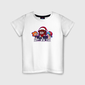 Детская футболка хлопок с принтом FNF Новый год , 100% хлопок | круглый вырез горловины, полуприлегающий силуэт, длина до линии бедер | девушка | игра | надпись | персонажи | санта