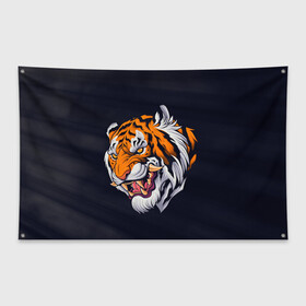 Флаг-баннер с принтом Саблезубый тигр (голова) , 100% полиэстер | размер 67 х 109 см, плотность ткани — 95 г/м2; по краям флага есть четыре люверса для крепления | tiger | восточный тигр | год тигра | голова | кошка | саблезубый | тигр | тигренок | хищник