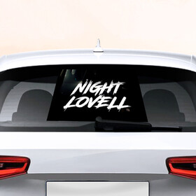 Наклейка на авто - для заднего стекла с принтом Найт Ловелл лого , ПВХ | Точные размеры наклейки зависят от выбранного изображения (ширина не больше 75 мм, высота не больше 45 мм) | hip hop | night lovell | rap | rep | исполнители | исполнитель | музыка | найт ловелл | реп