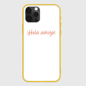 Чехол для iPhone 12 Pro с принтом Hola amigo , силикон | область печати: задняя сторона чехла, без боковых панелей | amigo | hola | друг | здравствуй | привет