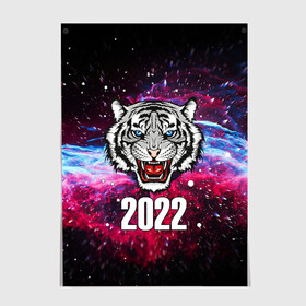 Постер с принтом ЧЁРНЫЙ ТИГР НОВЫЙ ГОД 2022   GRAY TIGER NEW YEAR , 100% бумага
 | бумага, плотность 150 мг. Матовая, но за счет высокого коэффициента гладкости имеет небольшой блеск и дает на свету блики, но в отличии от глянцевой бумаги не покрыта лаком | 2022 | beast | merry christmas | new year | red bow | santa hat | snow | tiger | winter | winter is coming | year of the tiger | год тигра | дед мороз | животные | звери | зверь | зима | зима 2022 | зима близко | новог | новогодни