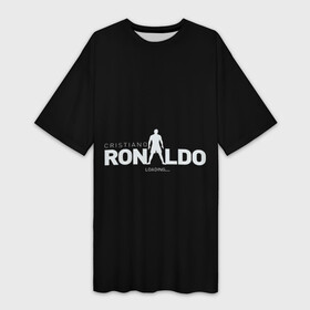 Платье-футболка 3D с принтом Cristiano Ronaldo Black Theme ,  |  | cr7 | cristiano ronaldo | англия | апл | кригтиану | криштиану ронадлу | манчестер юнайтед | мю | премьер лига | роналду | футбол