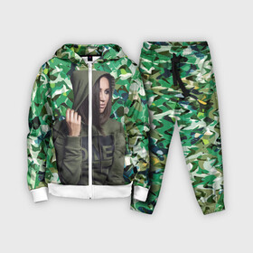 Детский костюм 3D с принтом Olga Buzova   camouflage ,  |  | beauty | camouflage | celebrity | girl | military | olga buzova | девушка | знаменитость | камуфляж | красавица | ольга бузова