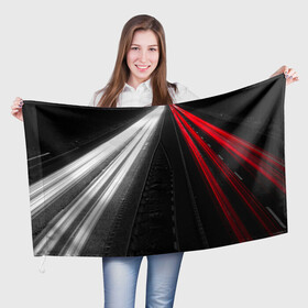Флаг 3D с принтом Unlimited Highway , 100% полиэстер | плотность ткани — 95 г/м2, размер — 67 х 109 см. Принт наносится с одной стороны | highway | unlimited | авто | автобан | движение | дорога | ночь | огни | трасса | трафик | траффик | фары | шоссе
