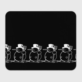 Прямоугольный коврик для мышки с принтом Снеговик на черном фоне , натуральный каучук | размер 230 х 185 мм; запечатка лицевой стороны | snowman | зима | минимализм | новый год | снеговик