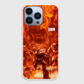 Чехол для iPhone 13 Pro с принтом Hell Monster vs Doom ,  |  | Тематика изображения на принте: demons | devil | doom | doom eternal | doom slayer | doomguy | hell | slayer | ад | демон | демоны | дум | дум гай | думгай | солдат рока