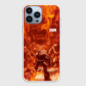 Чехол для iPhone 13 Pro Max с принтом Hell Monster vs Doom ,  |  | Тематика изображения на принте: demons | devil | doom | doom eternal | doom slayer | doomguy | hell | slayer | ад | демон | демоны | дум | дум гай | думгай | солдат рока