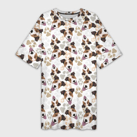 Платье-футболка 3D с принтом Джек Рассел Терьер ,  |  | animal | dog terrier | jack russell terrier | год собаки | джек рассел терьер | друг человека | животное | зверь | кинолог | охотничья собака | пёс | пёсик | собака | собака джек рассел терьер | собаковод | терьер