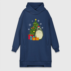 Платье-худи хлопок с принтом ТОТОРО НОВОГОДНИЙ ,  |  | 2021 | 2022 | anime | christmas | merry | merry christmas | new year | snow | totoro | ugly christma | winter | аниме | зима | миядзаки | мульт | мультик | мультфильм | новогодний | новогодняя | новый год | рождественский | рождество | снег