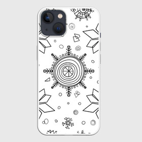 Чехол для iPhone 13 с принтом Паттерн из простых чёрных снежинок ,  |  | бесшовный | графика | зима | зимний | зимний паттерн | карандашом | паттерн | простые снежинки | снег | снегопад | снежинка | снежинки | чёрные снежинки | чёрный карандаж