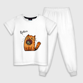Детская пижама хлопок с принтом Оркота , 100% хлопок |  брюки и футболка прямого кроя, без карманов, на брюках мягкая резинка на поясе и по низу штанин
 | каламбур | кот | коты | кошки | орк | орки | сказка | фэнтези | юмор